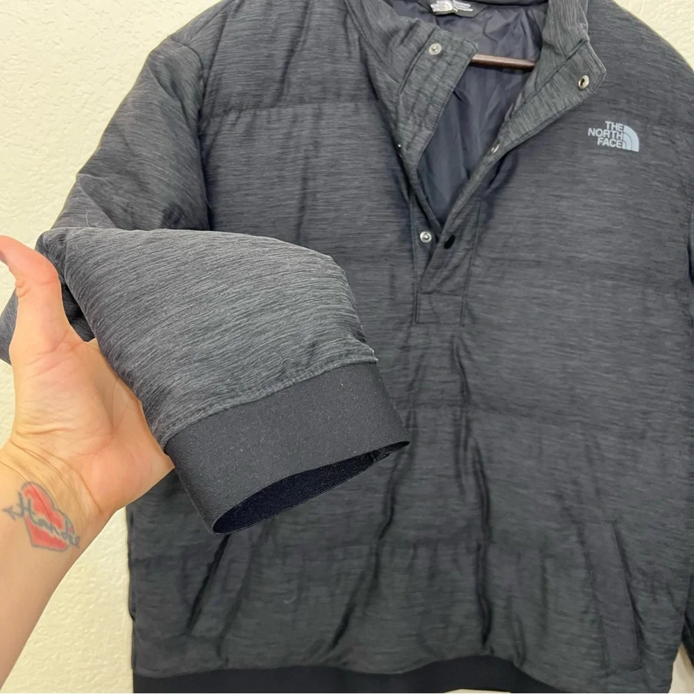 The North Face 550 Puffer Goose Down Filled Black 1/4 Snap Jacket Men's Large